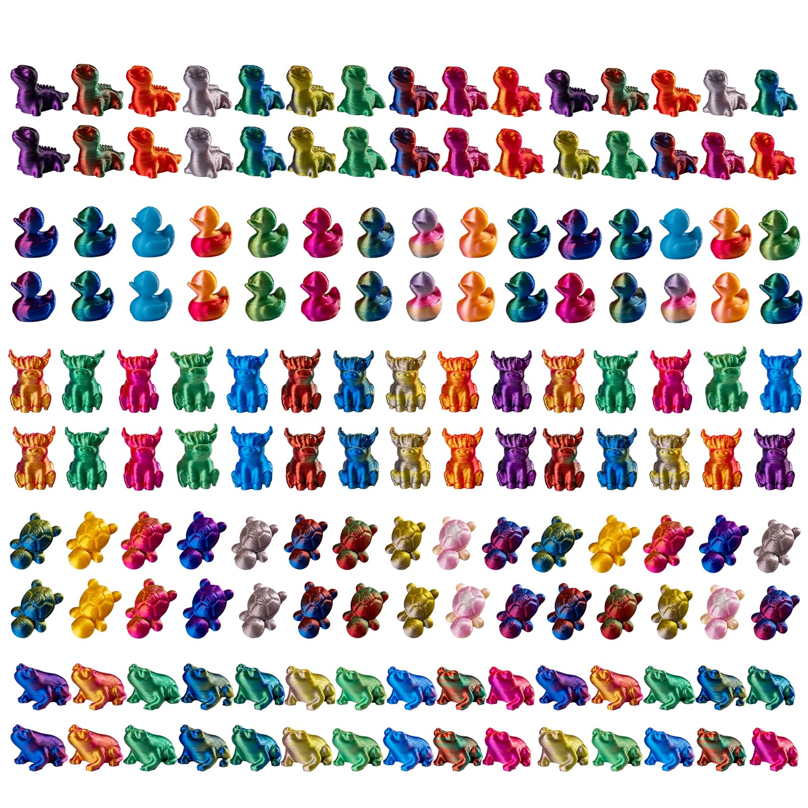 Photo 1 of 150pcs Mini 3D Printed Animals Tiny Animals Plastics Figures Miniature Little Small Ducks, Frogs, Turtles, Yaks Figurines Bulk for Micro Fairy Garden Landscape Accessories Hide Crafts Decor Aquarium