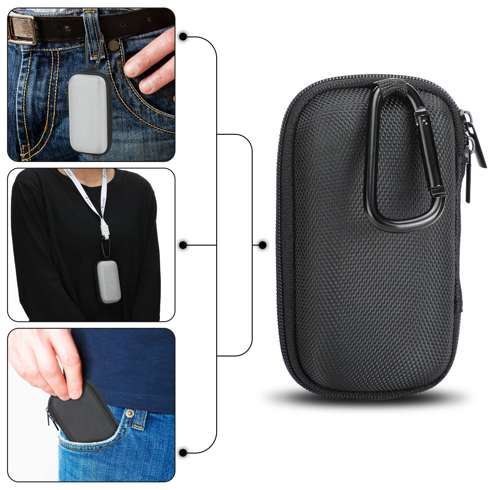 Woanger 4 Pcs Hearing Aid Case Hard Asthma Inhaler Holder Travel Hearing Aid Case Earbud Portable Zipper Carry Holder with Mesh Pocket for Inhaler Carrying Aid Other Accessories from Dust and Dirt