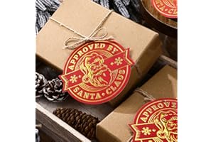 Resurhang 36 Pcs Christmas Gift Tag with String 3D Santa Gift Tag Gold Foil Present from Santa Claus Premium Gold Tags for Kids Christmas Party Decor(Classic)