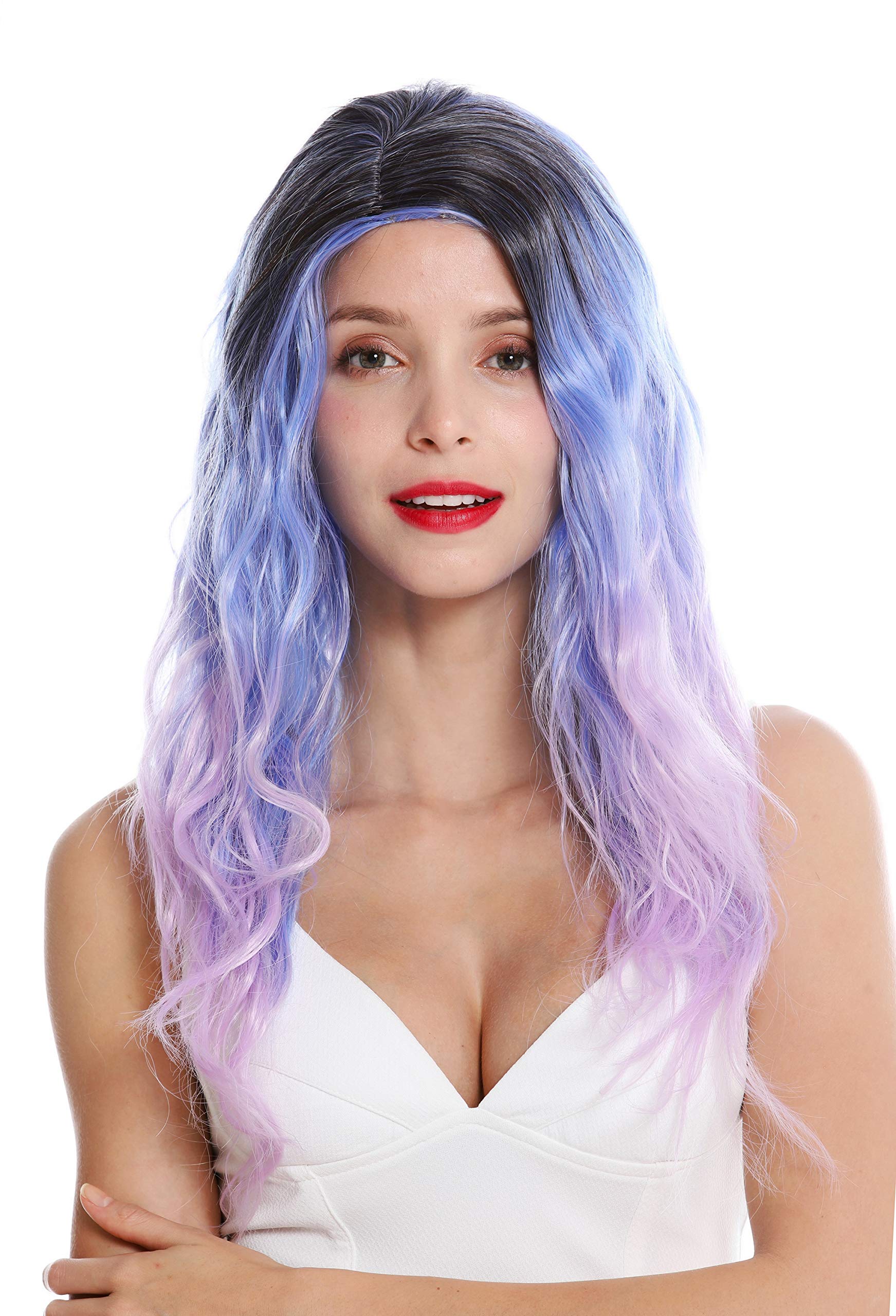 WIG ME UP - GFW2929-G100 women's quality wig Cosplay long wavy middle parting balayage ombre black blue violet