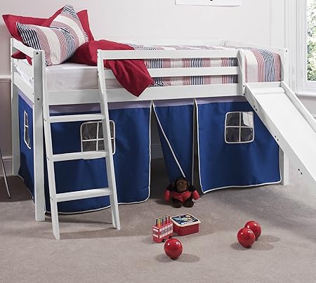 Noa And Nani Midsleeper Cabin Bed With Slide And Blue Tent