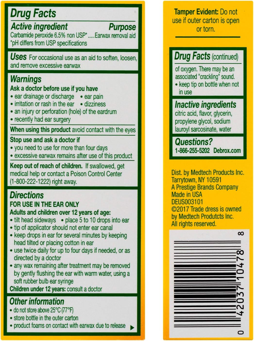 Debrox Drops Earwax Removal Aid -- 0.5 fl oz: Health & Personal Care