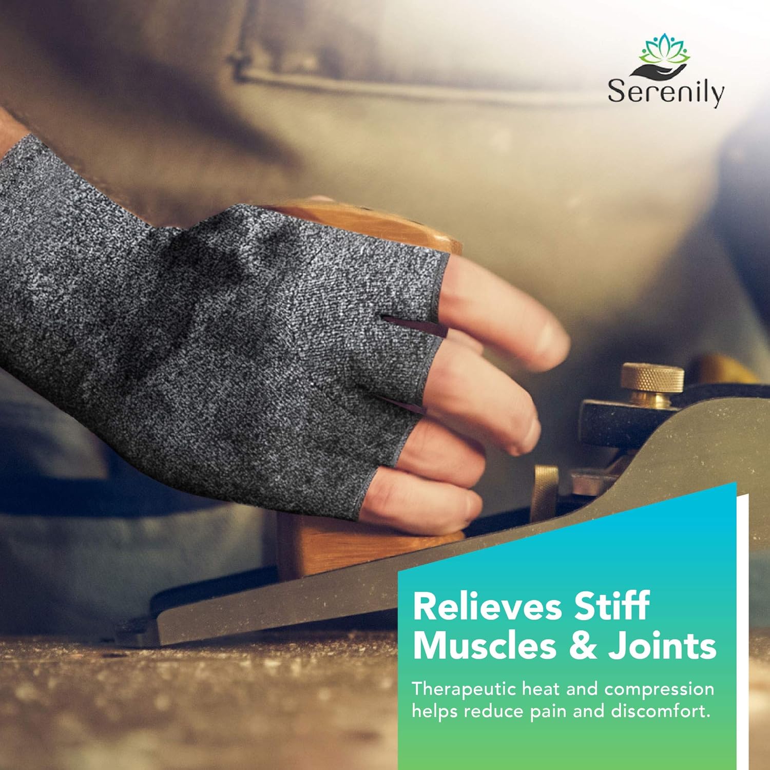 Serenily Arhtritis Gloves - Compression Gloves for Women & Men. Carpal Tunnel Gloves for Raynauds Syndrome, Rheumatoid & Osteoarthritis Pain Relief. Hand Compression Sleeve with Fingerless Design (L): Health & Personal Care