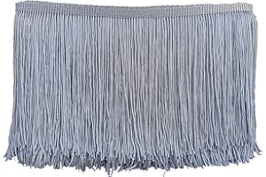 MONIDOOR Chainette Fringe Trim 6 Inch 10 Yards Tassel Fringe Trim for Sewing Craft DIY Decoration(914 Gray)