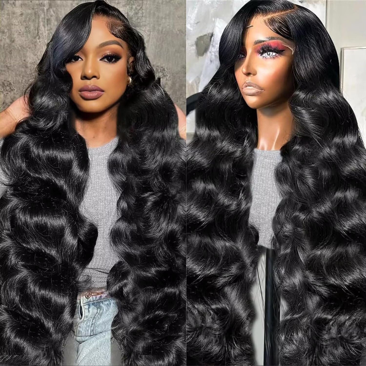 26inch Body Wave Lace Front Wigs Human Hair Pre Plucked HD Transparent Lace Frontal Wig with Baby Hair 180% Density Brazilian Virgin 13x4 Lace Wigs for Women Natural Black