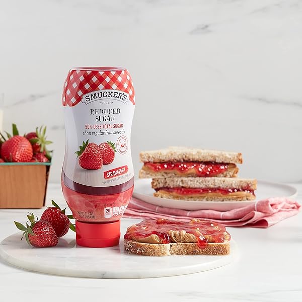 SMUCKER’S REDUCED SUGAR STRAWBERRY SQUEEZABLE FRUIT SPREAD, 17.4 OUNCES