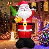 8 FT Tall Giant Santa Inflatable Christmas Decorations Outdoor Tree Blowups, Funny Cute Xmas Blow Up Yard Decoration Build-in LED Lights & Tethers Stakes Winter Holiday Indoor Party Garden Lawn Decor