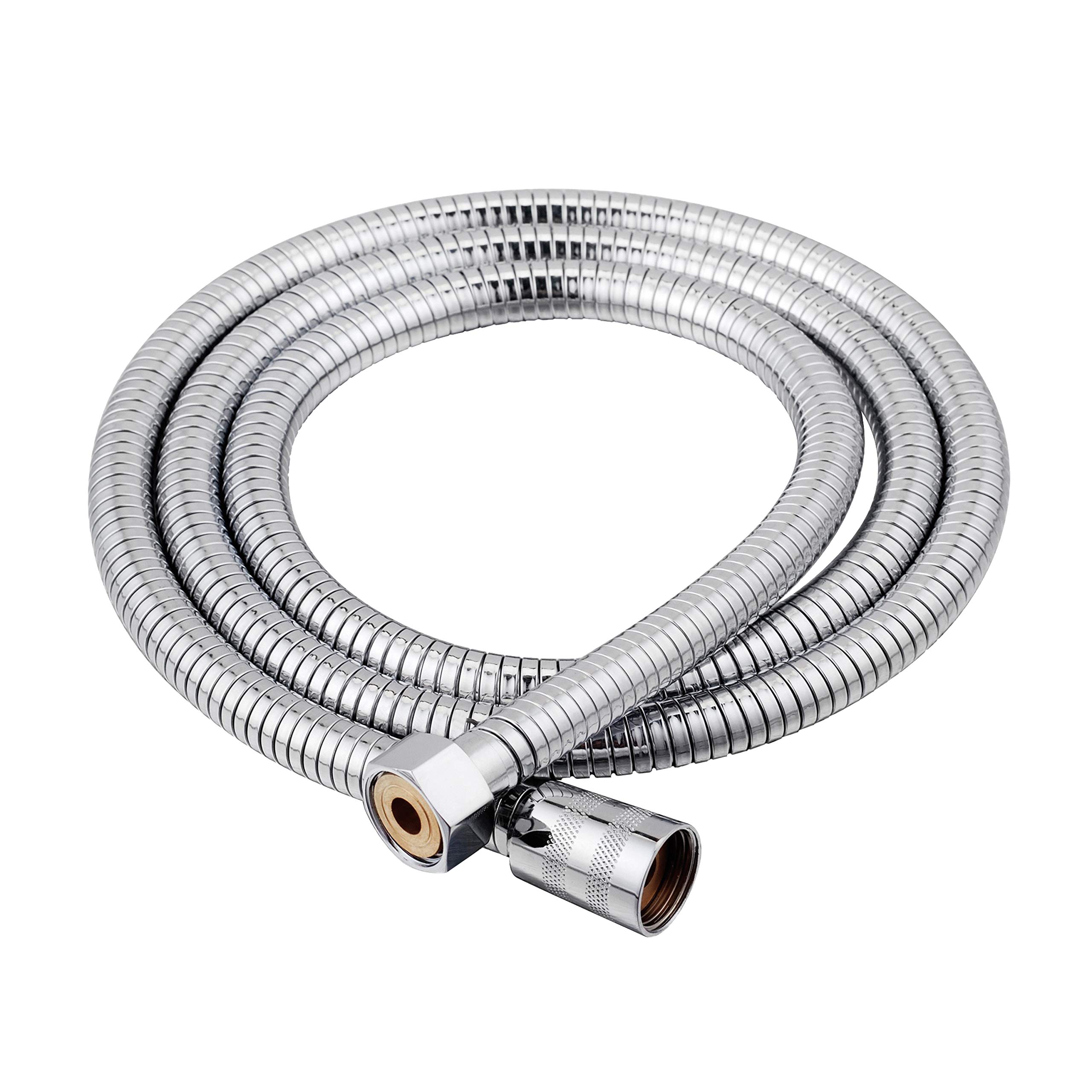 Fontastock FSKFAB001 Stainless Steel Flexo Shower Hose 1.70 to 2.00 m with Brass Joints, 1/2 Inch Female Thread and Hex Clamping Nuts