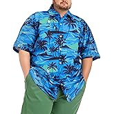 BRISIRA Big and Tall Hawaiian Shirts for Men Button Down Short Sleeves Beach Tropical Shirt