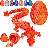 12" 3D Printed Dragon Easter Eggs with Dragon Inside, Prefilled Easter Dragon Egg with Dragon Toy for Basket Stuffers,Articulated Crystal Dragon Fidget Toy, 3D Printed Easter Gifts for Kids 6-8
