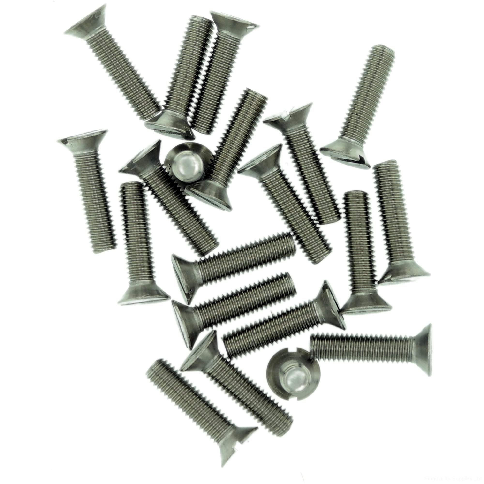 M2.5 (2.5mm x 4mm) Slot Countersunk Machine Screw (Bolt) - Stainless Steel (A2) (Pack of 20)