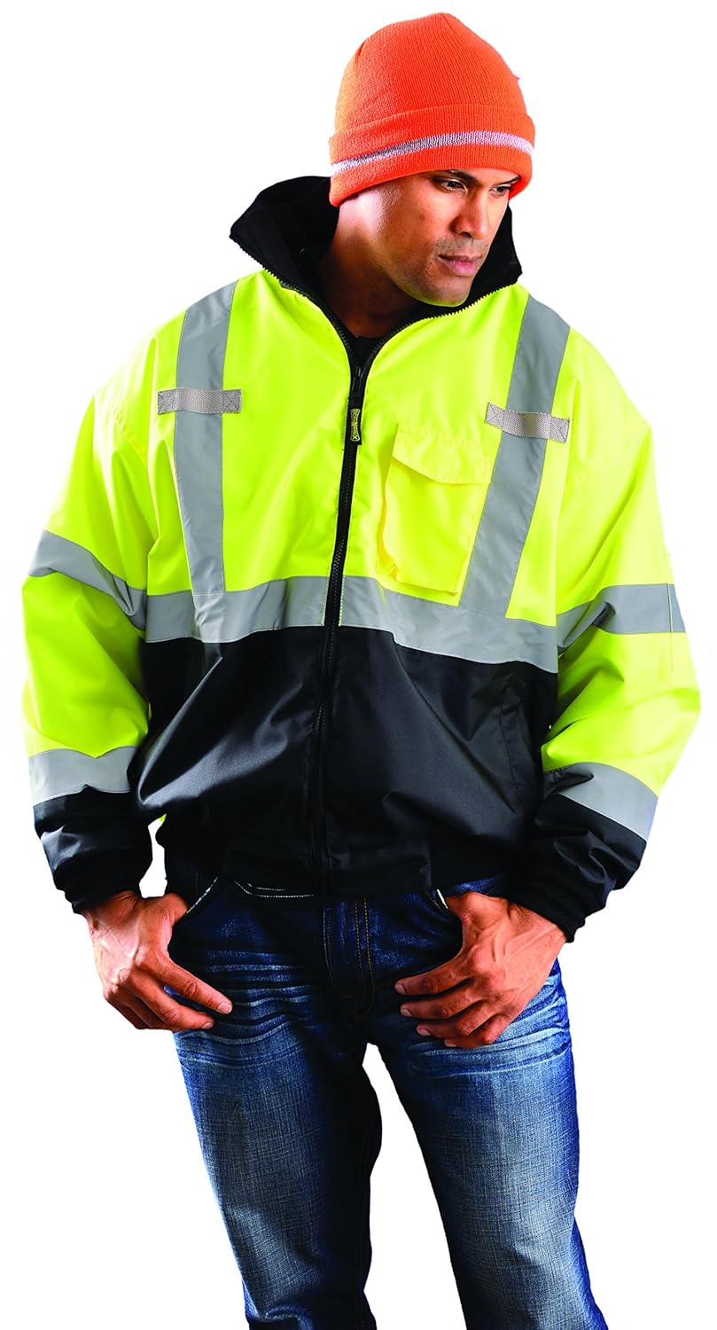 OccuNomix X-Large Hi-Viz Yellow Polyester Bomber Jacket: Industrial & Scientific