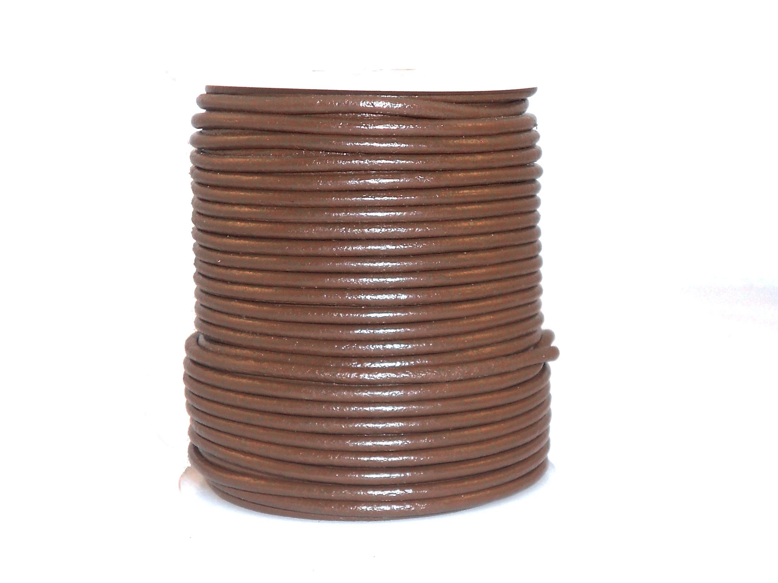 cords craft Round Leather Cord for Round Bracelet, Necklaces Plain Genuine Leather Cord 3.0MM 32 Tan Brown