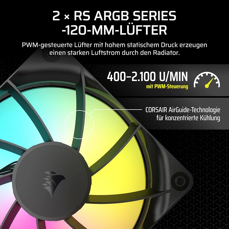 NAUTILUS 240 RS ARGB CPU-Flüssigkeitskühler – 240mm AIO – Geräuscharm – Direkter Mainboard-Anschluss – Intel LGA 1851/1700, AMD AM5/AM4 – 2x RS120 ARGB-Ventilatoren Inbegriffen – Schwarz