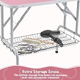 Yaheetech 91cm Pet Grooming Table Adjustable Height with Storage Pink 164cm High view 8