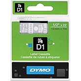 DYMO 45020 D1 High-Performance Polyester Removable Label Tape, 1/2-Inch x 23 ft, White on Clear