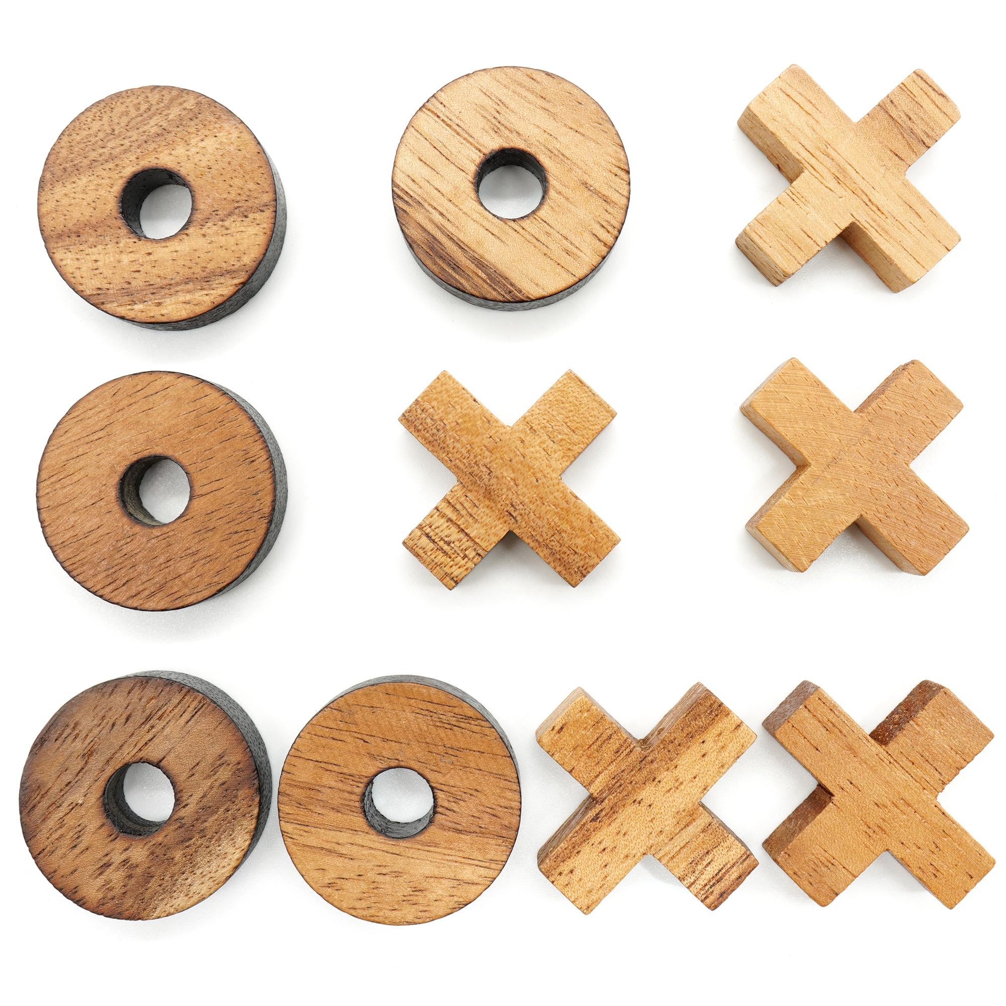 BSIRI Tic Tac Toe Wooden Board Games (Only X-O Pieces)- Unique Gifts, Fun Gifts for Adults and Use as Living Room Rustic Table Decor Ideal for Coffee Table Decor
