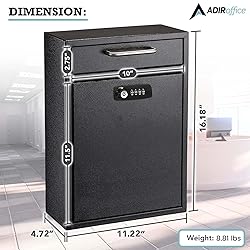 AdirOffice Wall Mount Mailbox - Combination Mailbox