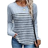 SOLY HUX Women's Striped T Shirt Long Sleeve Crew Neck Tee Casual Fall Tops