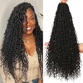 Goddess Locs Crochet Hair 24Inch 8Packs Soft Boho Faux Locs for Black Women(1B#, 24 Inch(Pack of 8))