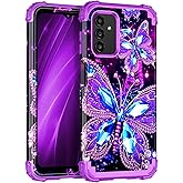 Miqala for Galaxy A13 5G Case,Glow in The Dark Three Layer Heavy Duty Shockproof Full Body Hard Plastic Bumper+Soft Silicone Protective Case for Samsung Galaxy A13 5G,Amaranth Dark
