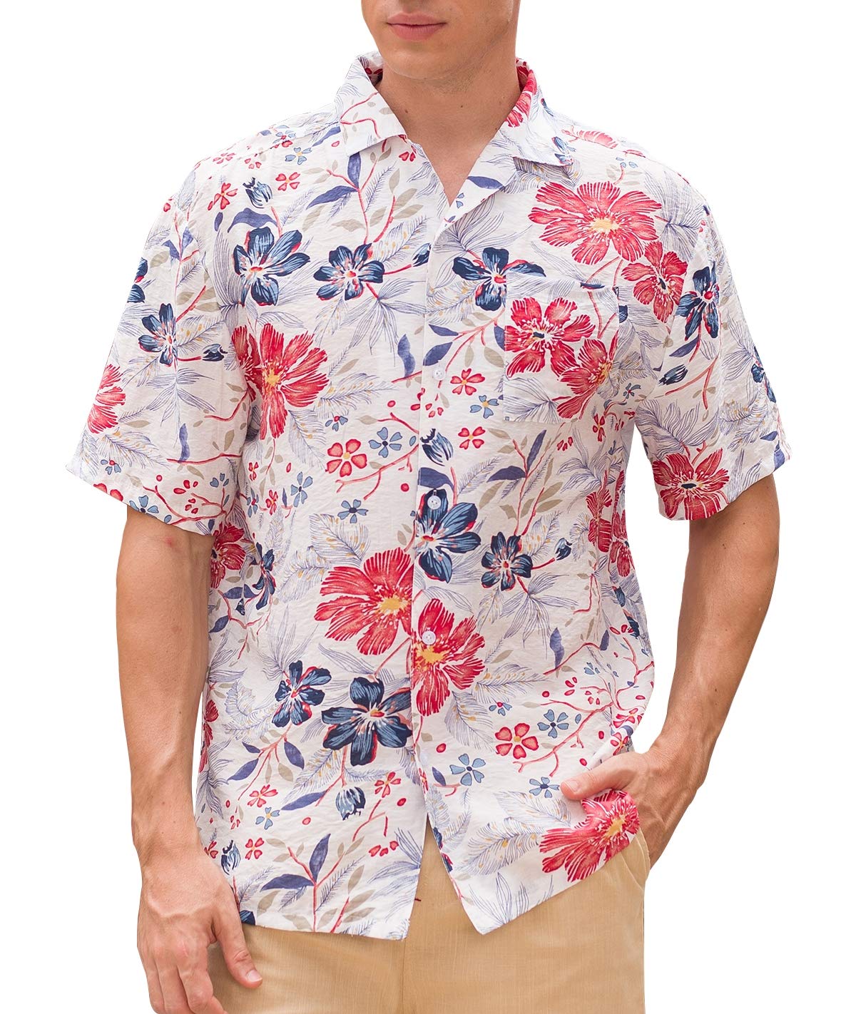 Janmid Men's Tropical Hawaiian Shirt 