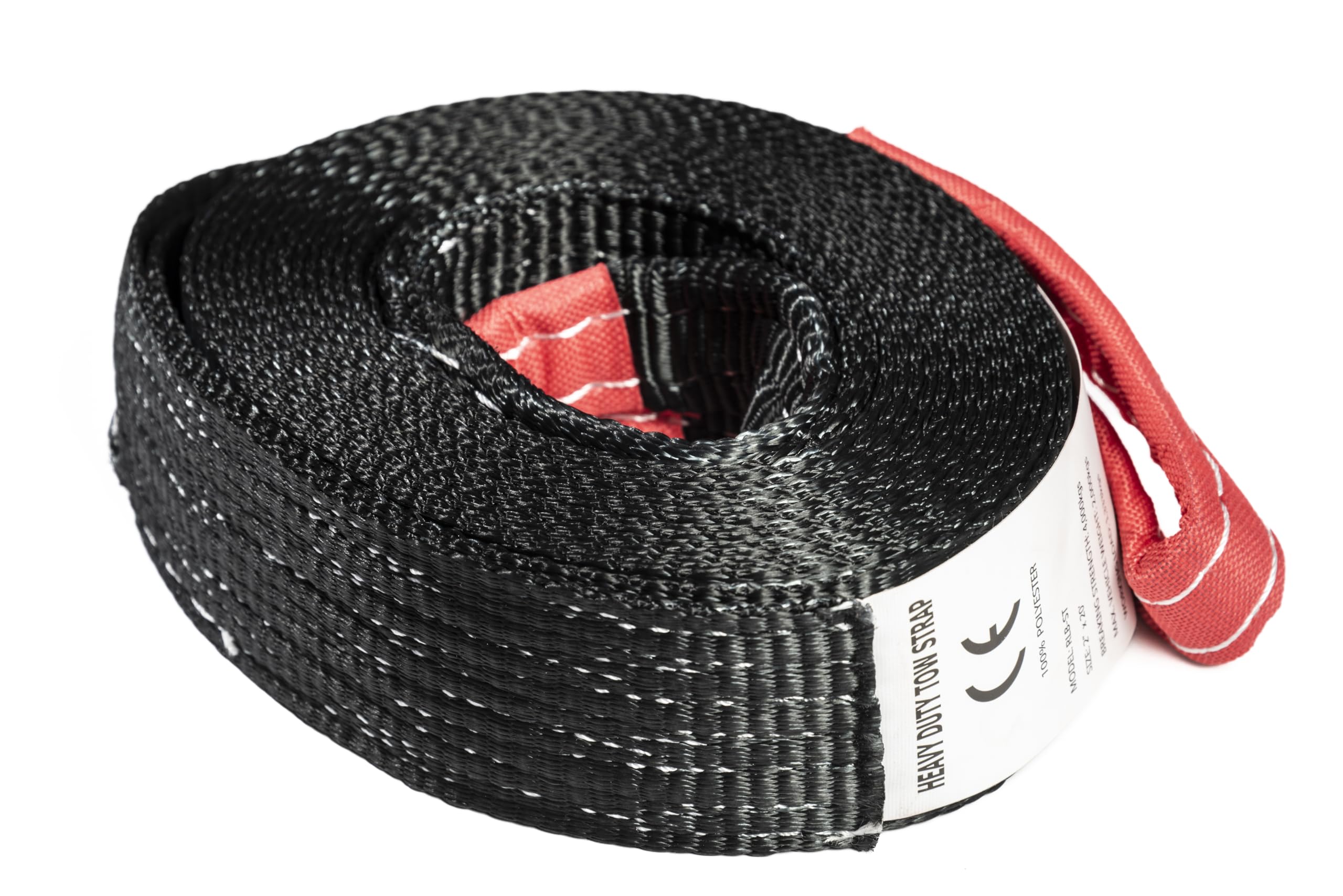 Photo 1 of HiGear Tow Strap 4 Ton 2in 20 ft Polyester Rope with 2 Loops 8000 9000 lbs Break Strength Towing Recovery Light Vehicles by Alfa Wheels (Black, 2in 20ft (2x20))