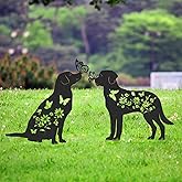 VorkiVecKi Dog Metal Garden Stakes - Animals Stake Garden Decor 2 Pcs Black Dogs Silhouette Statues Butterfly Gifts for Yard Art Decorations Dog Lovers Gift Patio Lawn Garden Decorations Outdoor Decor
