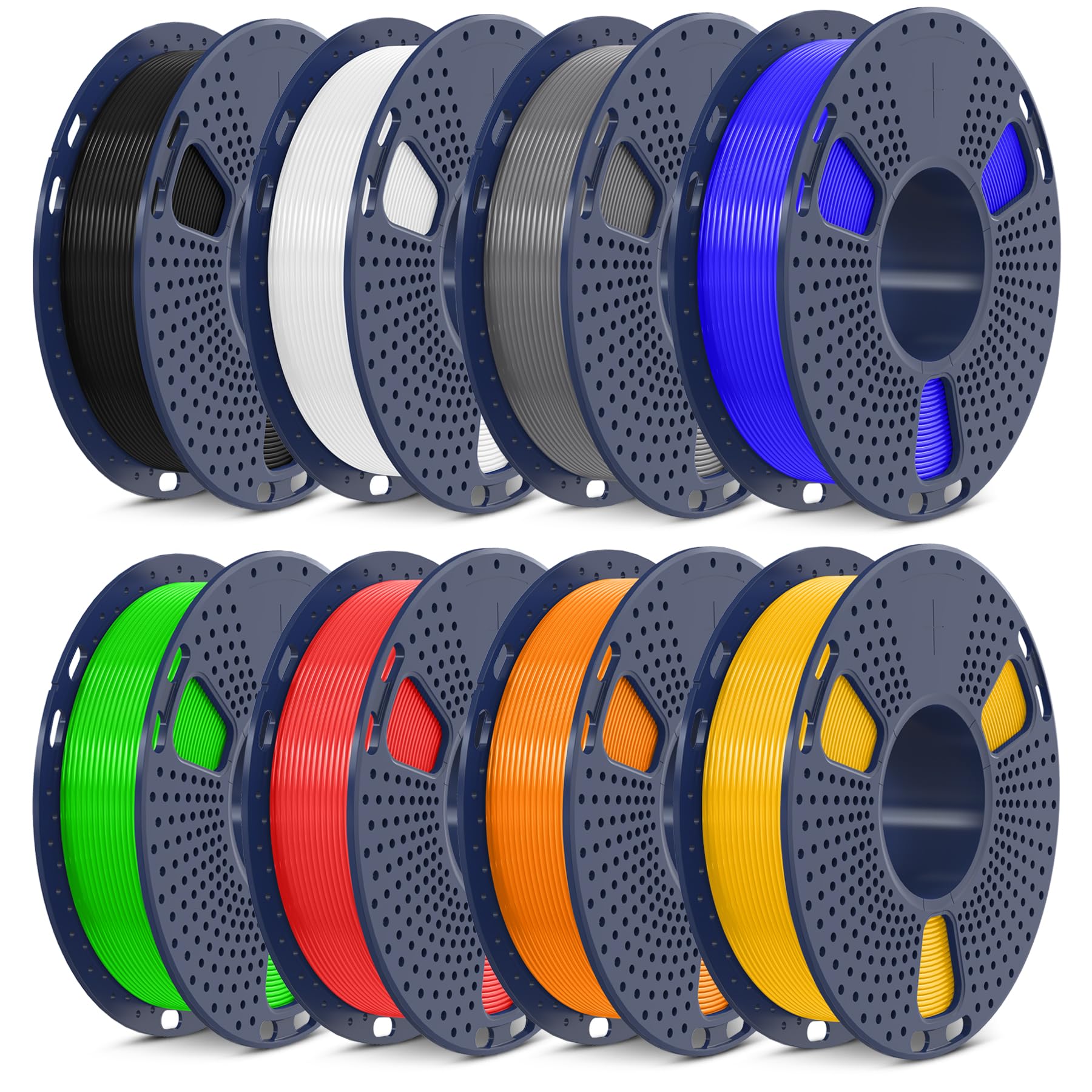 Photo 1 of SUNLU 3D Printer Filament Pack, 0.25kg Each Spool, Total 2kg, Mini Spool, PLA+ Filament 1.75mm, 8 Packs, Black+White+Grey+Blue+Green+Red+Orange+PureYellow