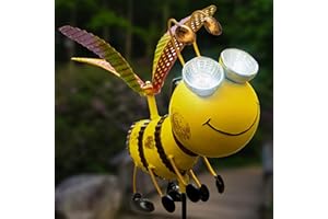 Shefio Garden Decor - Our Metal Yard Art & Solar Garden Lights are Great Backyard Ideas for Garden Gifts - Bee Decor for Outdoor Decorations for Garden, Lawn Ornament, Yard Decor