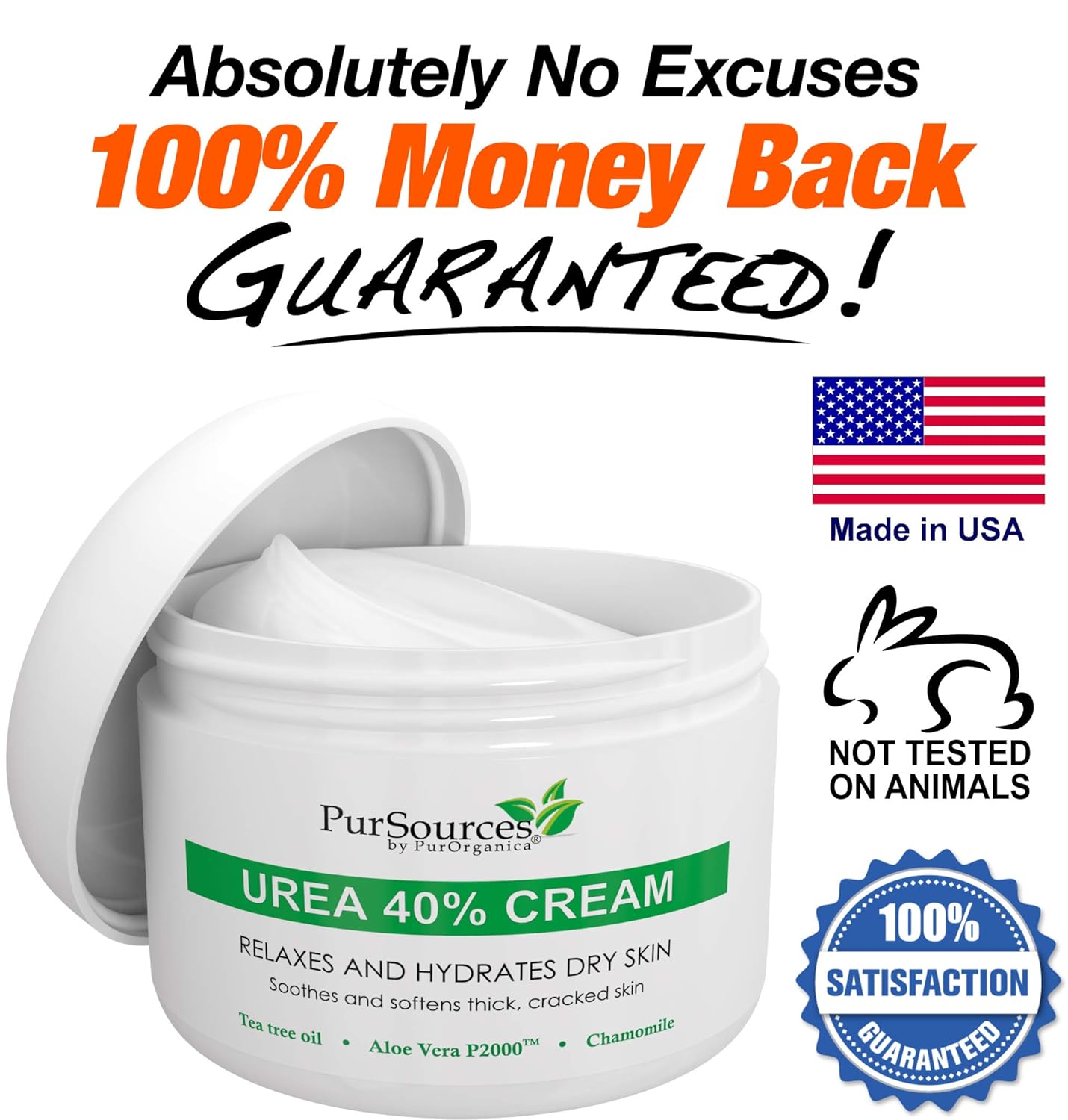 PurSources Urea 40% Foot Cream - No Pumice Stone - Best Callus Remover - Moisturizes and Rehydrates Feet, Knees & Elbows - For Thick, Cracked, Rough, Dead & Dry Skin - 4 oz - 100% : Beauty