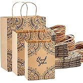 WUWEOT 80 Pack Kraft Paper Bags, Mixed Size Gift Bags Bulk, Thank You Bag With Handles for Business Shopping, Retail Party Merchandise Favor