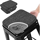 SINOSSO Memory Foam Bar Stool Cushions 4 Pcs, Modern Interwoven Style Magnetic Small Chair Pads Use for Cafe Bistro Stackable Metal Stool (Square, Black-Gray, 4)