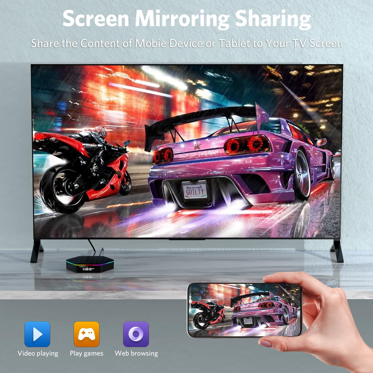 Android 12.0 TV Box 6k/3D HD Tv Box H618 Quadcore 4GB RAM 32GB ROM 2.4G/5.0G Dual WiFi & BT 5.0 Android Box Support Multi-Lingual Iptv Box with LAN Ethernet 10/100M for Movie Game Chat etc.