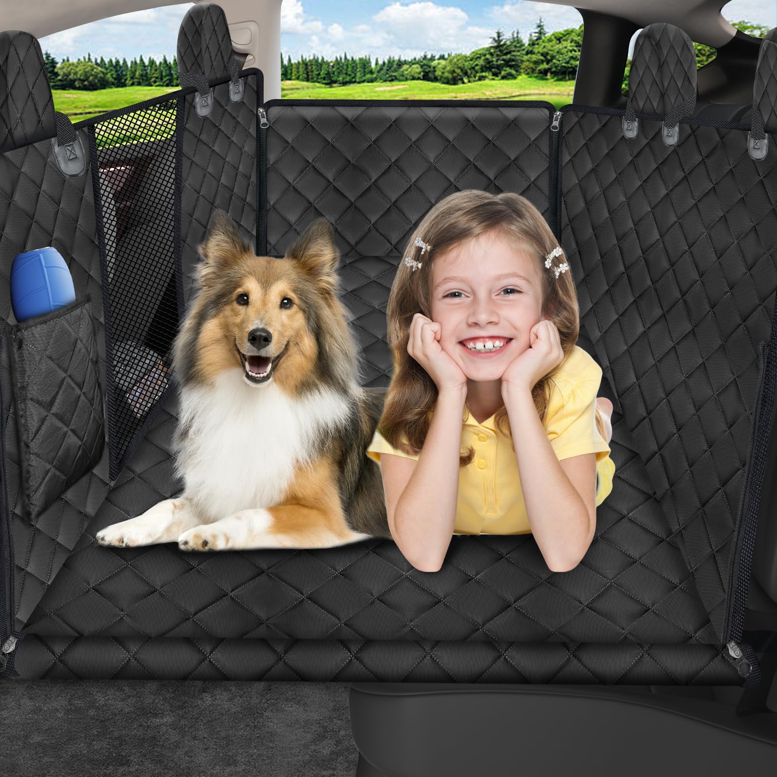 Photo 1 of URPOWER Dog Back Seat Extender for Tesla Model Y/Juniper (2025+), Hard Bottom Dog Car Seat Cover Holds 400 lbs, Waterproof Pet Hammock Backseat & Door Protector Dogs Car Bed for Model Y 2026-2020