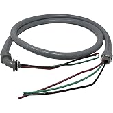 Sealproof Power Whip Assembly, 1/2-Inch x 6 Ft Nonmetallic Liquid Tight Flexible Electrical Conduit and 10 Gauge Wire Single Phase Preassembled A/C Hook-up Whip Kit, 1/2"