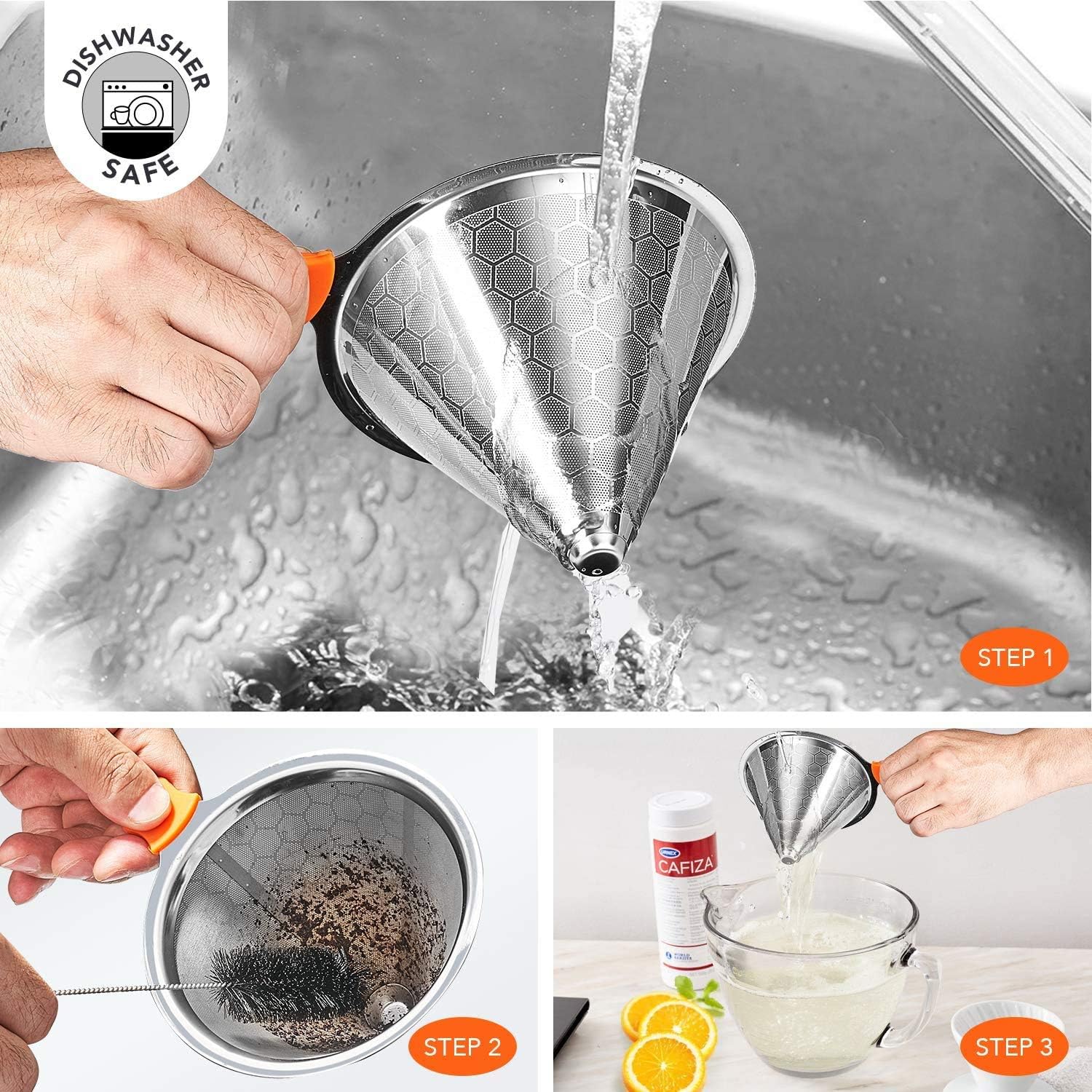 E Prance Metal Coffee Filter Stainless Steel Pour Over Coffee Filter Paperless And Permanent Reusable Coffee Cone Dripper With Separate Stand For 1 2 Cups Amazon Co Uk Kitchen Home