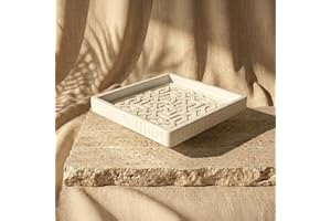 Alhambra Palace Inspired Islamic Geometric Tray, White Decorative Catchall with Nasrid Knotwork Pattern, Minimalist Style