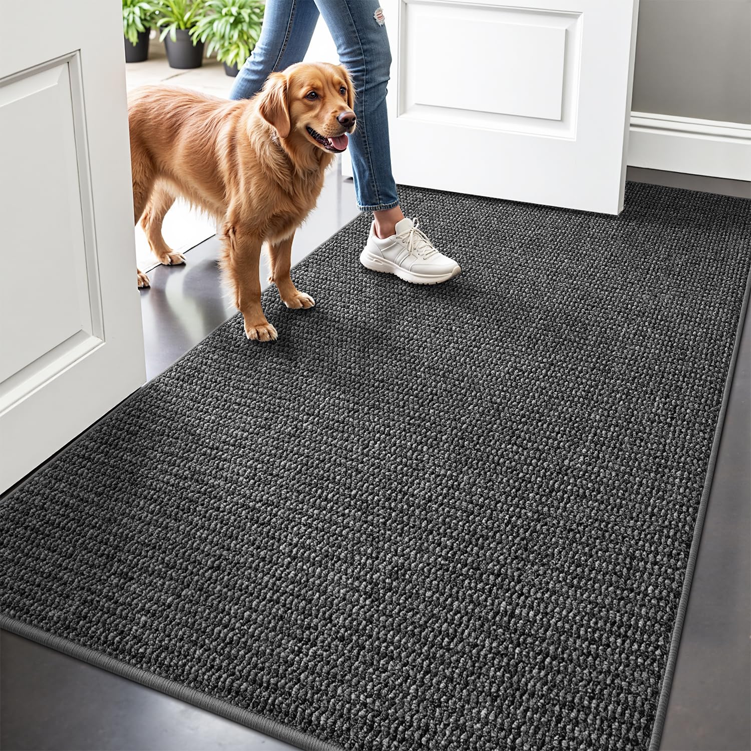 Photo 1 of LUMI Ultra Thin Door Mat Indoor Entrance, Washable Entryway Mat with Non Slip Rubber Backing, Stain&Fade Resistant Doormat for Floor, Hallway, Porch, 32"x47", Grey Dot