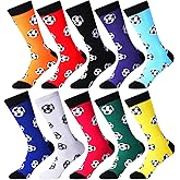 Ficerd 10 Pairs Soccer Gifts for Men Novelty Soccer Socks Bulk Funny Christmas Crew Socks Gifts for Men Women Teens Youth Sports Lovers Goodie Bag Fillers Party Favors