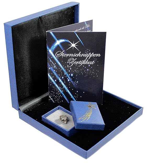 Sternschnuppe (Meteoriten) mit Echtheits-Zertifikat in Geschenk-Box, Taschenstein