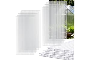 Sinimaka 10 Pack Polycarbonate Greenhouse Panels, 4' x 2' x 0.24'' Twin-Wall Polycarbonate Sheets, All Weather Clear Roof Panels Greenhouse Replacement Panels