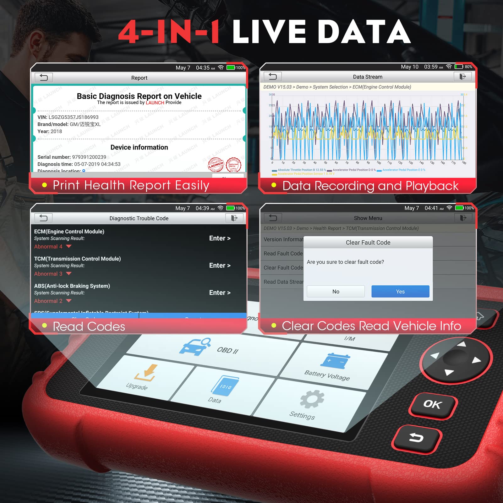 LAUNCH OBD2 Scanner CRP123X Elite Car Scanner,2024 Lifetime Free Online