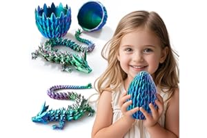 DAK HAAN 3D Printed Dragon,Dragon Eggs with Dragon Inside,Surprise Dragon Egg Toy,15'' Full Articulated Crystal 3D Dragon