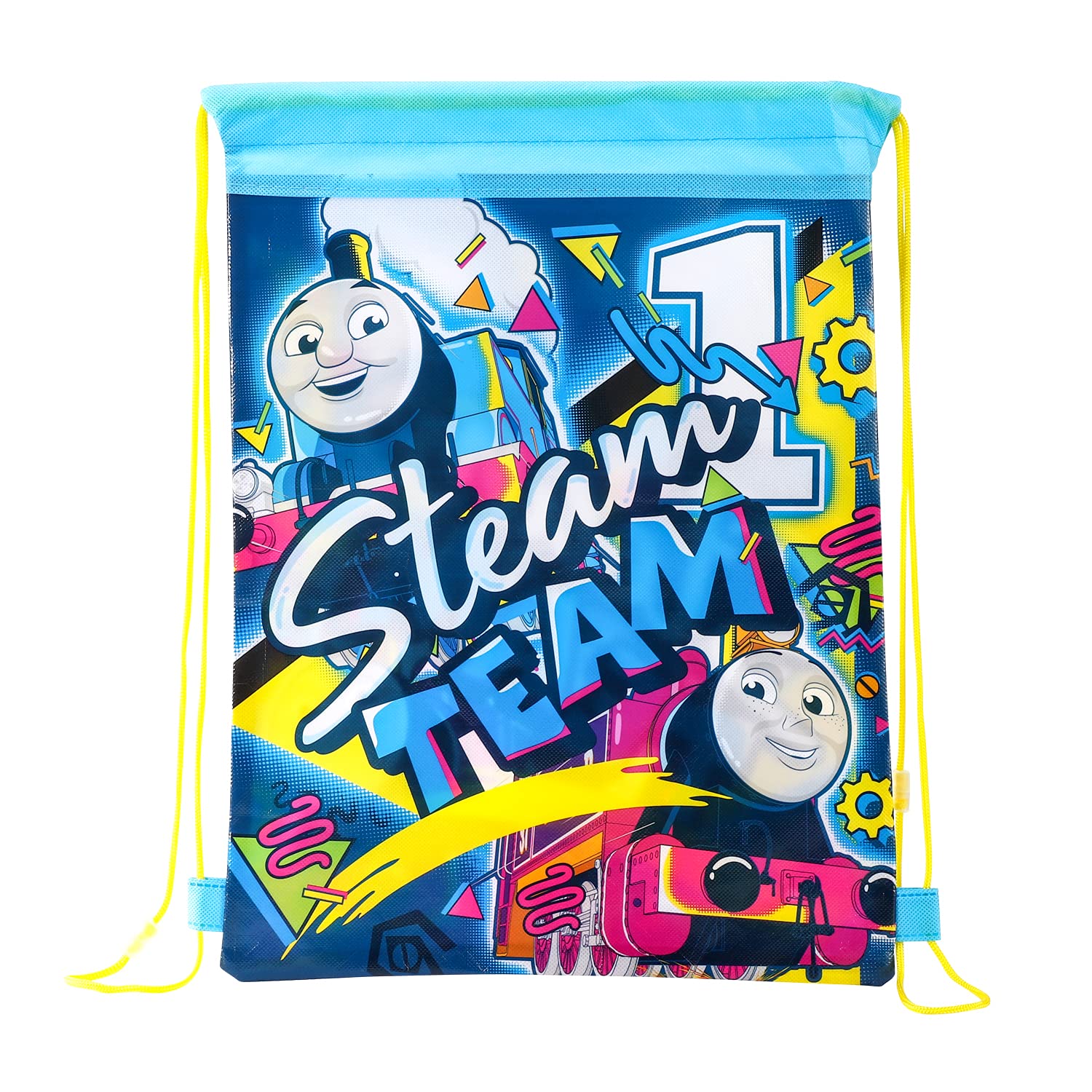 Zawadi Thomas the Tank Engine Drawstring Bag for Kids - Adjustable PE Kit Gym, School, Swim & Travel Backpack, Lightweight & Waterproof Kids PE Bags, Multicolour Easy to Adjust Bag for Boys & Girls