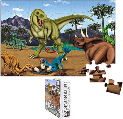 48-Piece Floor Puzzle for Kids - Dinosaur Jumbo Jigsaw Puzzle, 1.9 x 2.9 Feet