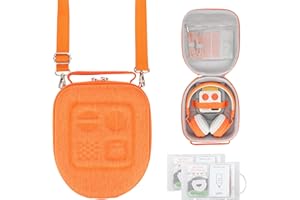 PROfezzion Travel Case for Yoto Mini with Headphones, Hard Shell Carrying Case with Adjustable Shoulder Strap, Holds Mini, Headphones and Up to 24 Audiobook Cards - Orange