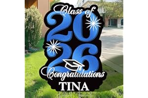 2025 Graduation Decorations – 35 Inch Large Grad Yard Sign with Personalized Name – Waterproof Glitter Congrats Grad Lawn Sig