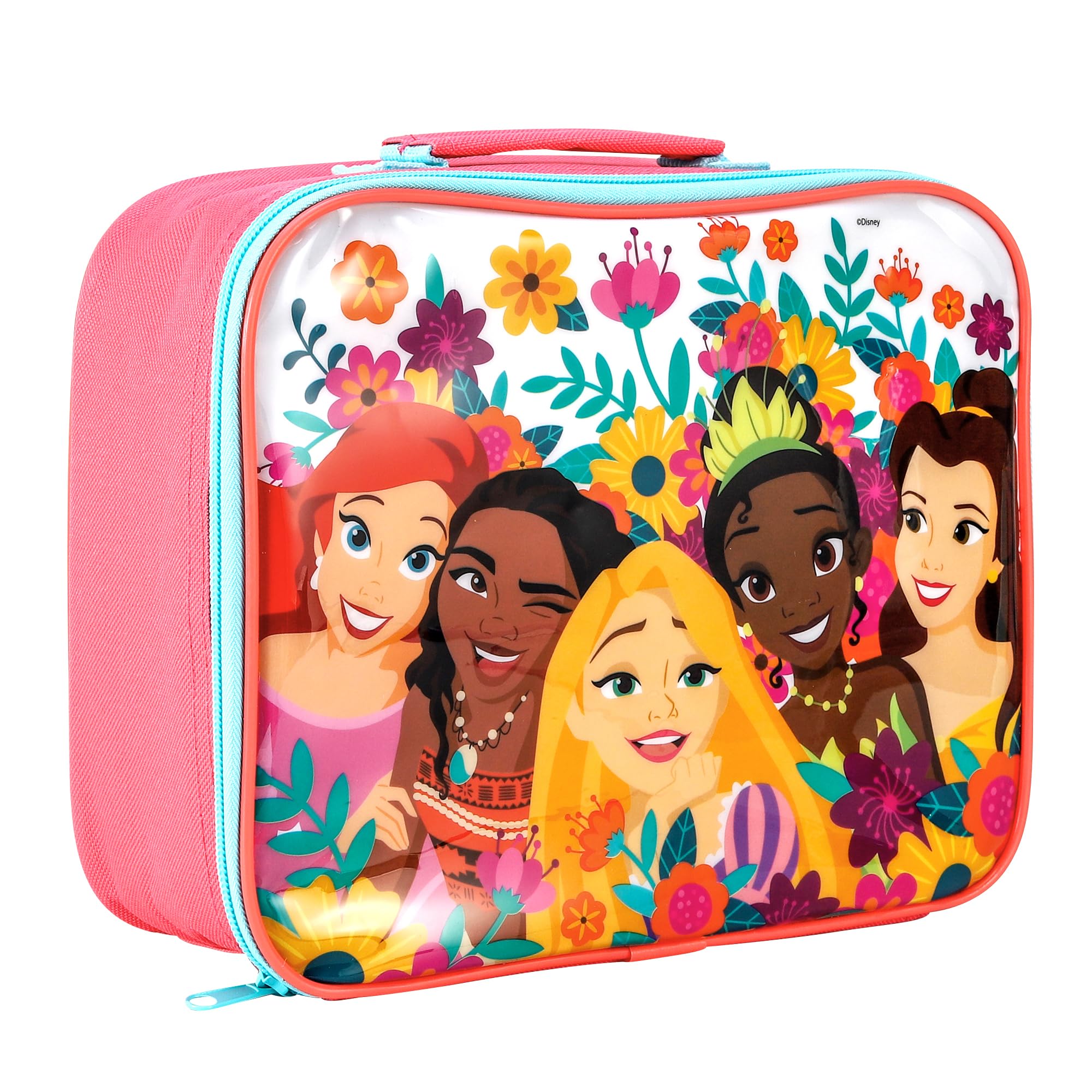 Disney Princess Rectangular Insulated Lunch Box Bag for Boys and Girls, Perfect Size for Packing Hot or Cold Snacks for School and Travel, BPA Free