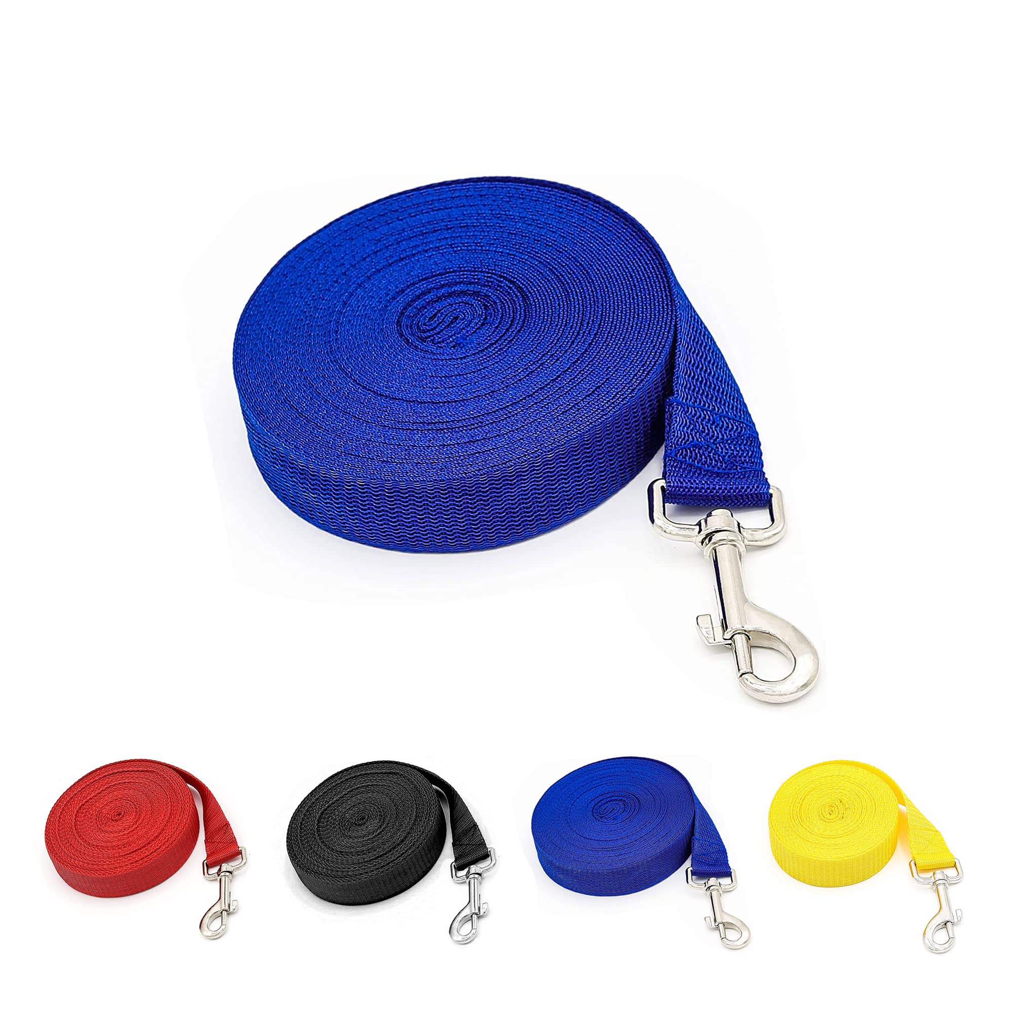 Dog Training Lead Leash Extra Long Line, 5m Nylon Leash for Large, Medium & Small Dogs - Great for Pet Recall Training Obedience, Running, Camping, Backyard Strong lead with Metal Component (Blue)